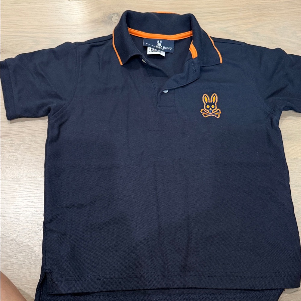 Psycho Bunny Kids Polo in Navy and Orange